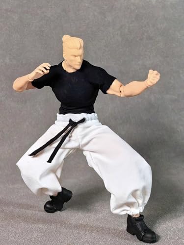 ximitoy (Nur Kleidung) 1/12 Gojo Satoru schwarzes Oberteil + Hose für 15,2 cm männliche Figur (Strick-T-Shirt + Hose) von ximitoy