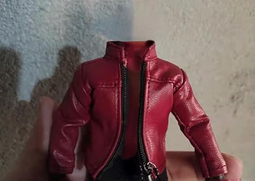 ximitoy 1/12 Kleidung PU Wein Rot Jacke Mantel Modell für 6'' (nur Jacke, keine Figur von ximitoy