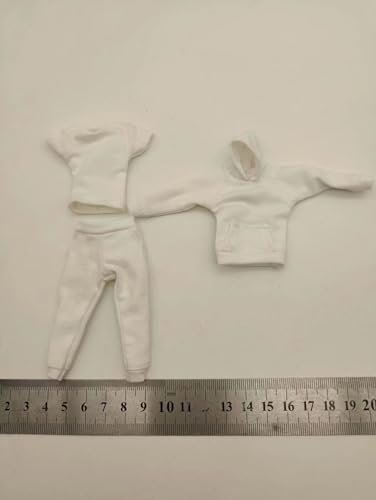 ximitoy 1/12 Sportkleidung, Turnanzug, Hoodie, T-Shirt und Hose, Modell (4 Farben) für 15,2 cm (6 Zoll), Weiß von ximitoy