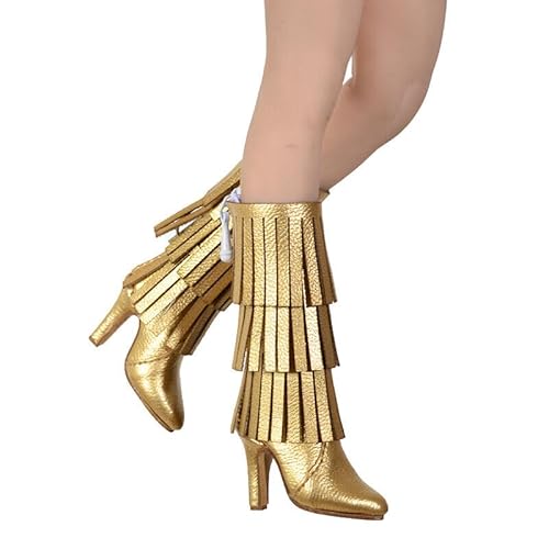 ximitoy 1/6 Skala Soldat weibliche hochhackige Quasten Stiefel Modell für 12 Zoll Figur (Gold (mit Quasten) von ximitoy