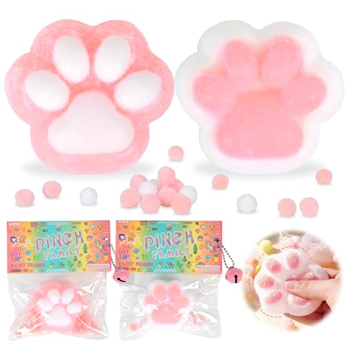 2 Stück Cat Paw Squeeze Toy, Niedliches Weiches Zappelspielzeug Stressabbau Spielzeug Quetschen, Handgemachte Süße Katzenpfoten Quetschspielzeuge für Kinder und Erwachsene von xinrongda