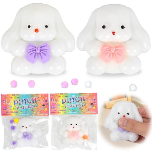 2 Stück Taba Squishy Toy Fufu Kawaii Bunny Squeeze Toy, Ostergeschenke für Kinder Anti Stress Spielzeug, Kreatives Kaninchen Stress Spielzeug, Ostern Hase Squeeze Fidget von xinrongda