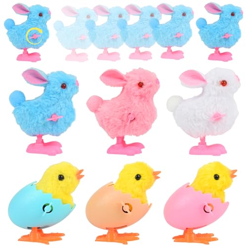 6 Stück Ostern Küken und Hasen Wind Up Spielzeug, Ostern Geschenke für Kinder, Huhn Spielzeug Geschenk Geht für Kleine Junge Und Mädchen, Simuliert Plüsch Kaninchen Wind Up Chick Osterkorb Spielzeug von xinrongda