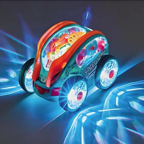 Auto-Spielzeug für 2 Jahre alte Jungen, Led Light Up Dynamic Gear-Powered Car für 3 Jahre alte Kinder, Transparente Elektrische Spielzeugautos mit blinkenden Lichtern Geschenke für 4 5 6 7 8 Jungen von xinrongda