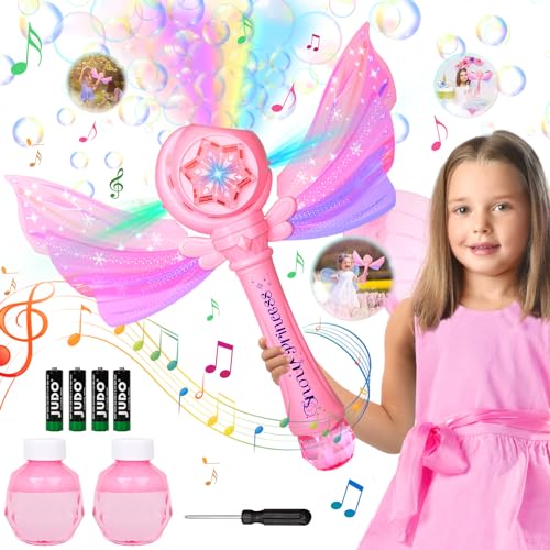 Seifenblasenmaschine für Kinder, Prinzessin Bubbles Zauberstäbe, Bubble Machine mit Musik & Licht, Automatische Bubble Machine Geschenk Mädchen 4 5 6 7 8 9 10+ Jahre von xinrongda