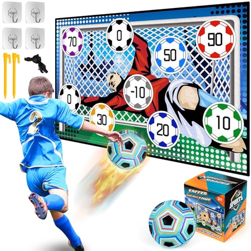 Fußball Spielset für Kinder 3 4 5 6 7 8, Fusball Spielzeug für Garten Indoor Outdoor, Fußball mit Klettbällen Spielzeug, Weich Fußball-Spielmatte, Fussball Geschenke Jungen für Jungen Mädchen von xinrongda