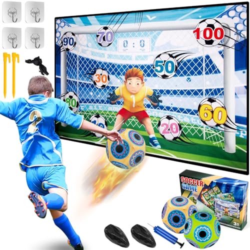 Fußball Spielset für Kinder 3 4 5 6 7 8, Fusball Spielzeug für Garten Indoor Outdoor, Fußball mit Klettbällen Spielzeug, Weich Fußball-Spielmatte, Fussball Geburtstag Geschenke für Jungen Mädchen von xinrongda