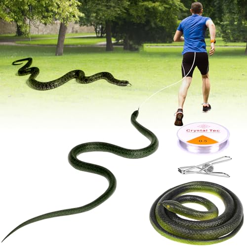 Golf Snake Prank mit String Clip, Schlange auf Einer Schnur Prank Requisiten, Realistische Gummi-Schlange Streich, der Menschen jagt, Neuheit gefälschte Schlange Streich Spielzeug für necken Freunde von xinrongda