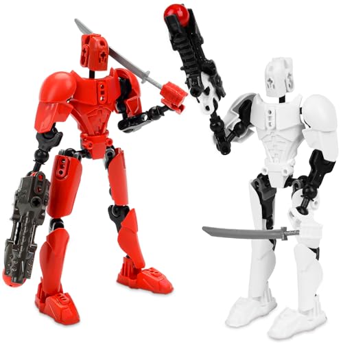 Spielzeug T13 Action Figure, Multi-Jointed Movable Robot 3D Printed Mannequin, Desktop Decorations for Action Figures Toys, Lucky 3D Printed PVC Activity Robot for Kids Adult Game Lovers, White/red von xinrongda