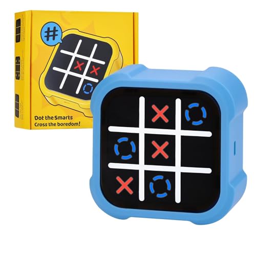 Tic Tac Toe Spiel, Tragbare 3-In-1-Puzzlespielkonsole, Tragbare Reisespiele für Bildung und Gedächtniswachstum, Bildungsspielzeug für 3+ Jährige Jungs Mädchen Erwachsene，Blue von xinrongda