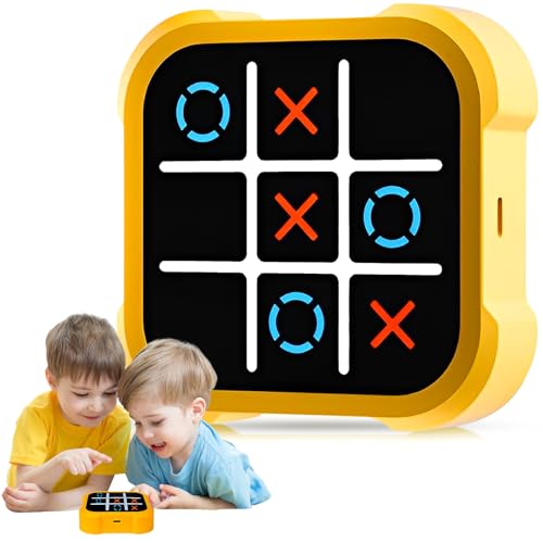 Tic Tac Toe Spiel, Tragbare 3-In-1-Puzzlespielkonsole, Tragbare Reisespiele für Bildung und Gedächtniswachstum, Bildungsspielzeug für 3+ Jährige Jungs Mädchen Erwachsene,Yellow von xinrongda