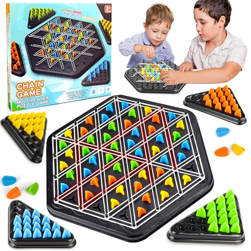 Triggle Spiel Triggle Geometrisches Schachspiel, Gesellschaftsspiele für Erwachsene, Interaktives Steckspiel, Chain Triangle Chess Game, Klassisches Strategie Steckbrettspiel für Familienfeiern von xinrongda