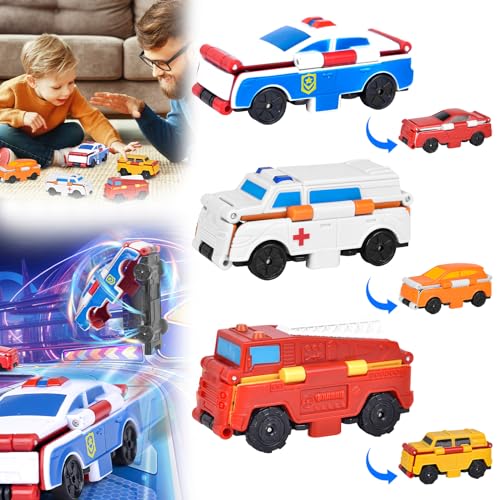 xinrongda 3 Stück Flip Racers Transformable Cars, Autos Spielzeug Racing Spielzeugautos, 2-in-1 Flip Transformation Autos, Mini Auto Spielzeug Set für Alter 3+ Kinder Junge Mädchen Geschenk (A) von xinrongda