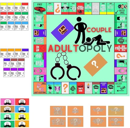 Couple Adult Opoly Board Game, Adultopoly Board Game, Paarspiele für Erwachsene, Gesprächskarten für Paare, Romantisch Date Ideen, Paarspielkarten, Brettspiel-Requisiten zum Aufheizen der Gefühle von xinrongda