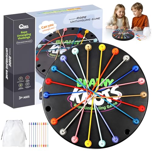 xinrongda Brainy Knots Rope Challenge Spiel, Logik Puzzle Untangling Strategie Brettspiel, Brainy Knots Twisted Rope Brettspiel Familien Spiele für Kinder und Erwachsene, 2 bis 4 Spieler von xinrongda