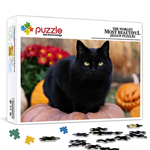 Puzzle für Erwachsene 1000 Teile Schwarze Katze Klassisches Puzzle Herausforderndes Puzzle-Geschenk 75x50cm Intellektuelle Herausforderung für Erwachsene und Kinder von xkmyt