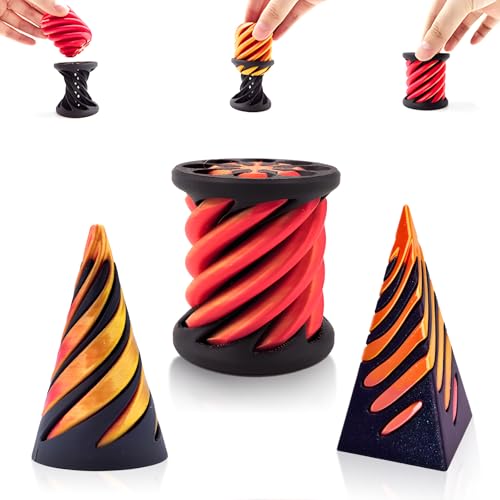 xlwen Impossible Cone,3 Stücks,3D-Druck Spiral Cone Fidget Toy, Pyramid Spirale Spielzeug Passthrough Sculpture,Unmögliche Pyramiden Passthrough Skulptur,für Kinder und Erwachsene von xlwen