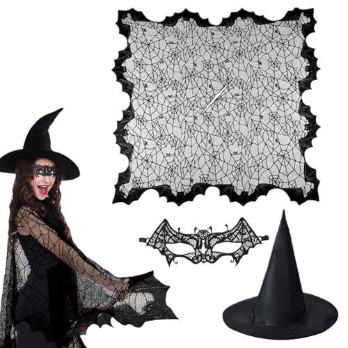 xowwyue Hexen Spinnennetz Umhang, 3 Stück Halloween Spinnen Cape Kostüm für Cosplay, Goth Party Fotoshooting Vampir Bühnenauftritt Herbstlook xowwyue Hexen Spinnennetz Umhang, 3 Stück Halloween Spinnen Cape Kostüm für Cosplay, Goth Party Fotoshooting Vampir Bühnenauftritt Herbstlook von xowwyue
