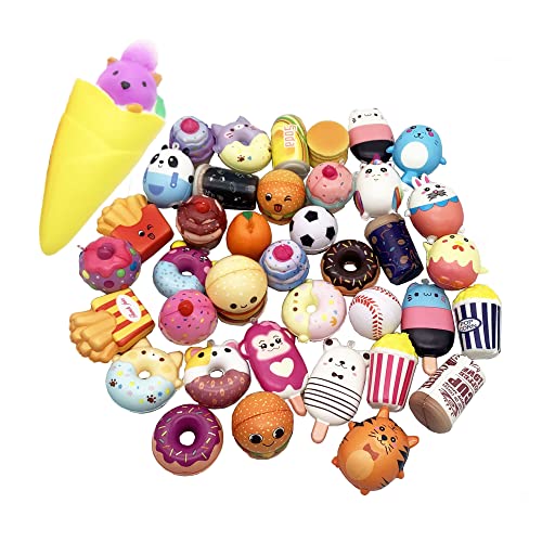 Aqueens 30 Stück Squishies Sets langsam aufsteigend Kawaii niedlich zufälliger Kuchen Brot Panda Brötchen Cartoon Serie Stressabbau Spielzeug Katze Random Squishy Schütteln Sie kleine Drücken von Aqueens