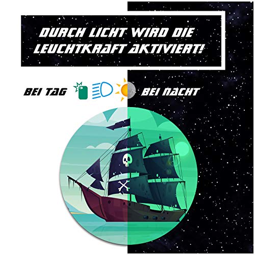 Schutzfolie für Tonie Lauscher Design Aufkleber Cover für Kopfhörer kindgerecht passgenau selbstklebend Folie Zubehör für Kinder Spielzeug Y055 (Nr. 25 Piratenschiff, Nachtleuchtend) von yabaduu