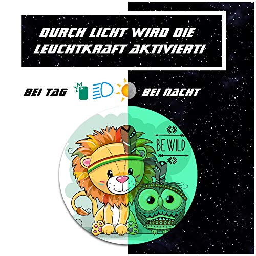 Schutzfolie für Tonie Lauscher Design Aufkleber Cover für Kopfhörer kindgerecht passgenau selbstklebend Folie Zubehör für Kinder Spielzeug Y055 (Nr. 46 Löwe mit Eule, Nachtleuchtend) von yabaduu