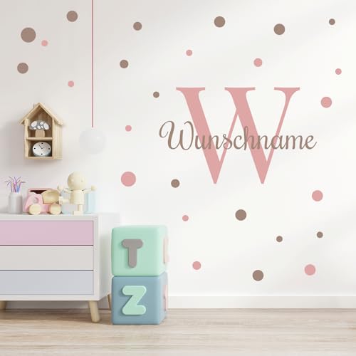 yabaduu Wandsticker personalisiert Sticker Aquarell Tiere mit Name Wandtattoo für Kinderzimmer Babyzimmer Spielzimmer Mädchen Junge Y037 (Nr. 15 Kreise, Mit Wunschname) von yabaduu