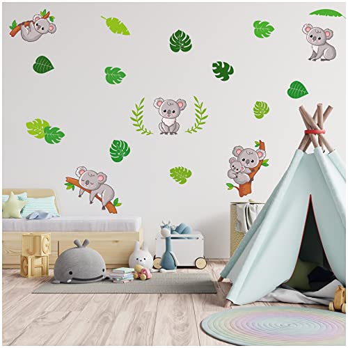 Wandsticker personalisiert Sticker Aquarell Tiere mit Name Wandtattoo für Kinderzimmer Babyzimmer Spielzimmer Mädchen Junge Y037 (Nr. 28 Koala, Ohne Wunschname) von yabaduu