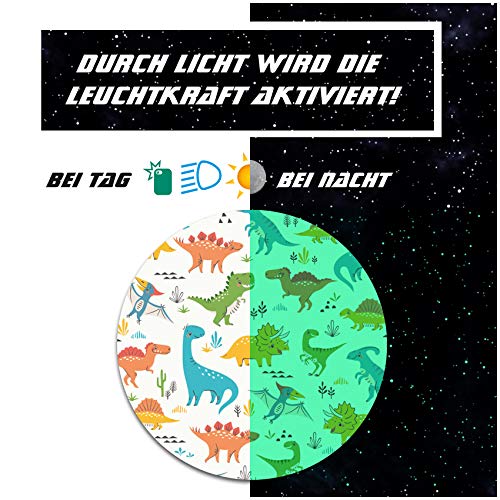 Schutzfolie für Tonie Lauscher Design Aufkleber Cover für Kopfhörer kindgerecht passgenau selbstklebend Folie Zubehör für Kinder Spielzeug Y055 (Nr. 29 Bunte Dinos, Nachtleuchtend) von Finest Folia