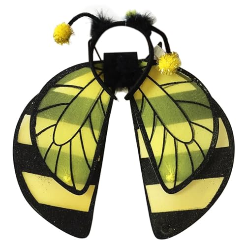 yabaikekeji Bienen Kostüm Set mit Flügel und Stirnband Set Bienen Flügel Schmetterling Flügel Halloween Flügel für Mottopartys von yabaikekeji