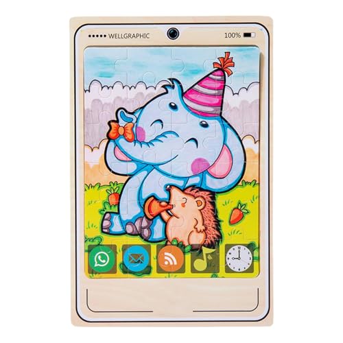 yakermur Handy -Puzzle, hölzerne Tierrätsel - Kognitiver Puzzle mit Tierthema - Vorschullernboard -Block Set für Kinder 3+ Mädchen von yakermur