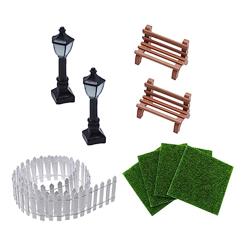 yanwuwa 9 Teile/Satz Miniatur Garten Zubehör Künstliche Gras Garten Dekorationen Set Mit Künstliche Rasen Zaun Schreibtisch Dekorationen Miniatur von yanwuwa