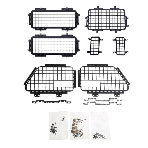 yanwuwa Fernbedienung Spielzeug 3D Metall Fenster Mesh 7PCS Fenster Schutznetz Modifizierte Teile Für D90 MN99S 1/12 Spielen Fahrzeug ACCS Fernbedienung Auto Kits von yanwuwa