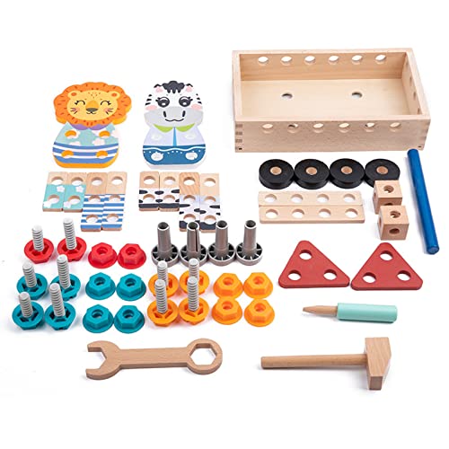 yanwuwa Holzwerkzeug Set Für Kinder STEM Spielzeug Kleinkind Montessori Spielzeug Vorschule Baustein Geschenke Für Jungen Und Mädchen Holzschrauben Und Bausätze von yanwuwa