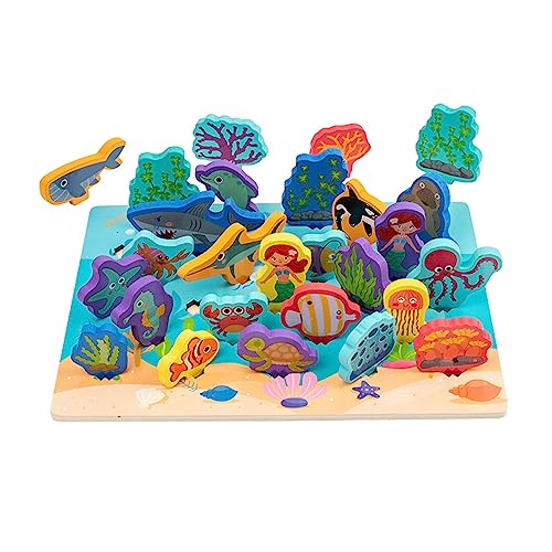 yanwuwa Vorschule Ozean Tiere Puzzles Farbe Obst Lernen 3D Spielzeug Zusammenbauen Spielset Spielzeug Set Pädagogische Stapelblock Kleinkind Puzzle von yanwuwa