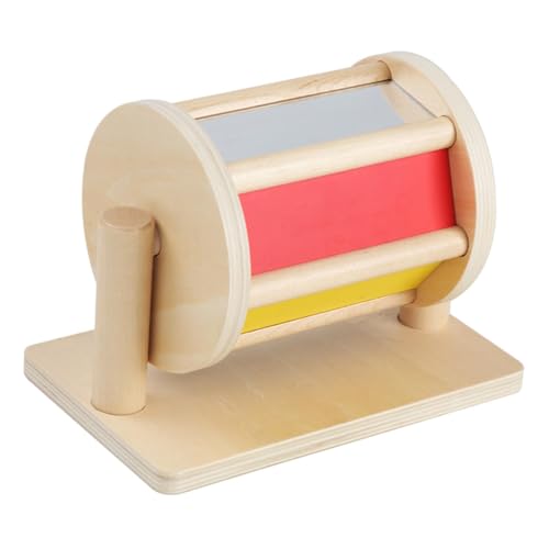 Montessoris Spielzeug,6-12 Monate Baby Spielzeugl,Spin-Regenbogen Drum Holz Baby Spielzeug Mit Spiege Für Die Sensorische Entwicklung Von Jungen Und Mädchen,21x13x15cm von yanzisura