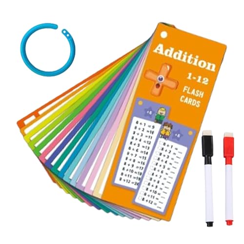 yanzisura Additions-Lernkarten, Multiplikations-Lernkarten - Mathe-Bildungskarten für Kinder,14x pädagogische Mathe-Spiele für Kinder, Karteikarten für die Abteilung Math Manipulatives von yanzisura