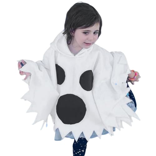 yanzisura Geister Kostüm Kinder Halloween Kostüm Mädchen Jungens Geist Umhang Gespenst Kostüm Unisex Halloween Horrorkostüm Weiß Geisterumhang Halloween Geisterkostüm Kostüm Für Fasching Cosplay von yanzisura