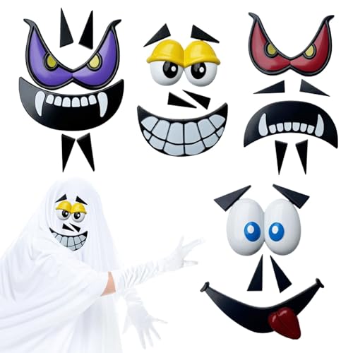 yanzisura Gruselige Halloween-Gesichtsbedeckung,Halloween-Maske Gruselig, Neuartige gruselige Kostüm-Gesichtsbedeckung, Gruselige Gesichtsbedeckung mit lächelnden Dämonen, lustiger Plug-In-Ausdruck, von yanzisura