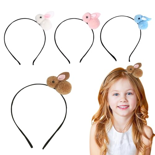 yanzisura Hasen-Haarreifen – 4 x niedliche Hasenkopf-Bopper-Kopfbedeckung – Haar-Accessoires, Ostertag-Dekoration, Kopfschmuck für Frühling, Geburtstag, Maskerade von yanzisura