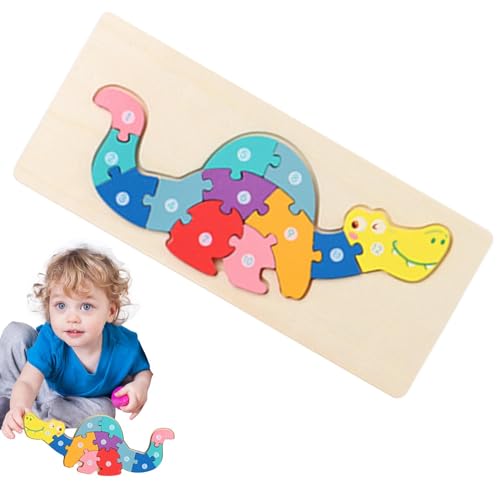 yanzisura Holztierpuzzle,Dinosaurier Holzpuzzle,Tier-Puzzlespielzeug im Dinosaurier-Design | Bunte, entzückende Kleinkind-Holzpuzzles für 3-5-jährige Kinder, Kindergarten, Vorschulerziehung, von yanzisura