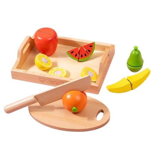 yanzisura Schneidespielzeug zum Spielen von Lebensmitteln, Obstschneidespielzeug für Kinder,Rollenspiel-Essensspielzeug-Set | Obstspielzeug mit Spielzeugschneider und Schneidebrett, schneidbares von yanzisura