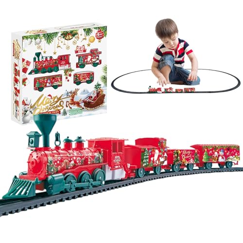 yanzisura Weihnachts-Spielzeugeisenbahn-Set | Zusammengebaute pädagogische elektrische Weihnachtszüge - Niedliches batteriebetriebenes Weihnachtsspielzeug für Mädchen, Studenten, Kinder, praktische von yanzisura