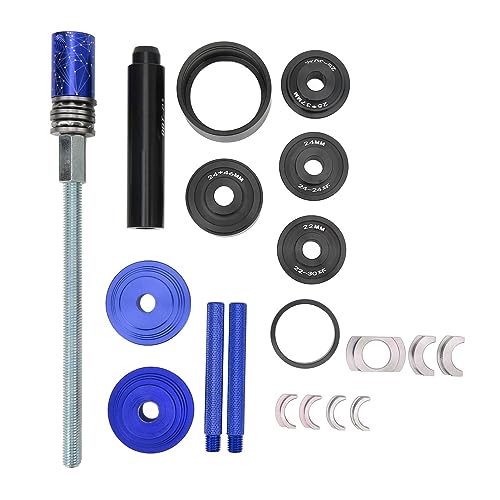 yaogohua LeBycle Bike Bottom Bracket Install and Removal Tool Kit Aluminum Alloy Press In Center Shaft Bearing Tool Stay Bar Nut Adapter Ring for BB86 (Blue) von yaogohua