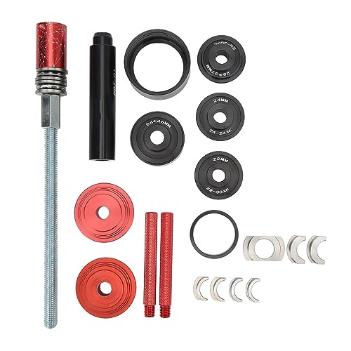 yaogohua LeBycle Bike Bottom Bracket Install and Removal Tool Kit Aluminum Alloy Press In Center Shaft Bearing Tool Stay Bar Nut Adapter Ring for BB86 (Red) von yaogohua