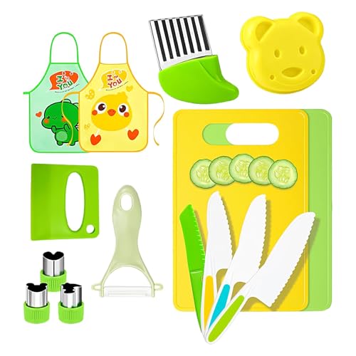 Küchenset für Kinder, Küchenutensilien für Kleinkinder, 15 Teile Küchenschneider für Kinder - Aktivitäten für Kleinkinder, Schürze, Sandwichschneider, Küchenset für Kinder, Küchenutensilien für Kleinkinder, 15 Teile Küchenschneider für Kinder - Aktivitäten für Kleinkinder, Schürze, Sandwichschneider, von ycezw