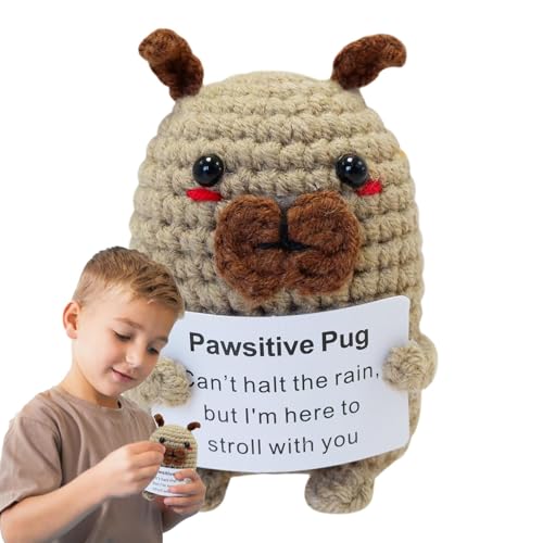 Positive emotionale Unterstützung Häkeln Hund, Emotionale Unterstützung Häkeln Hund, Ermutigende Welpuppe - Positive Häkeln Mops, Niedliche gestrickte Hundespielzeug, Karten Positive emotionale Unterstützung Häkeln Hund, Emotionale Unterstützung Häkeln Hund, Ermutigende Welpuppe - Positive Häkeln Mops, Niedliche gestrickte Hundespielzeug, Karten von ycezw