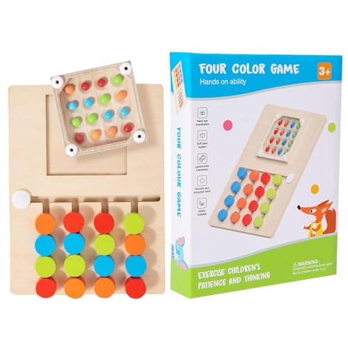 Schiebepuzzle aus Holz, Farbabstimmungspuzzle aus Holz, gleitendes Puzzlespiel für ein Spieler, bewegliches Puzzlespiel mit vier Farben für einen Spieler. Kapazität von ycezw