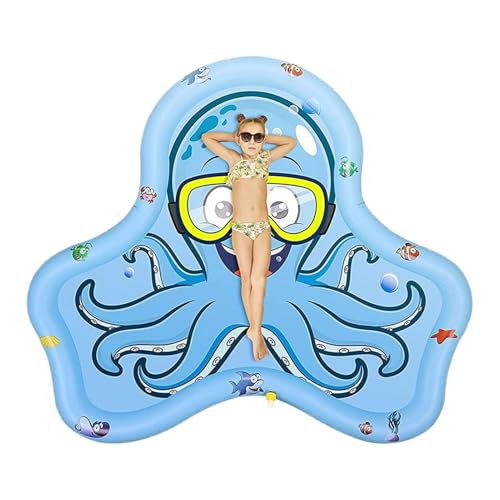 Splash Play Matte - Kinder Wassersprinkler, Sprinklerpad Im Freien | Aufblasbare Hinterhof -Wasserspielmatte, Einstellbare Spielen Mat Large Splash Pool Pad Für Sommerspaß, Garten, Terrasse, R von ycezw