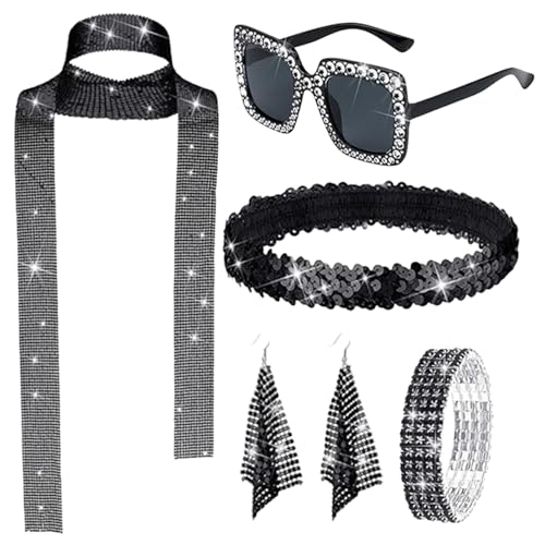 Vintage-Tanzsalon-Accessoires-Set: Pailletten-Armband, Sonnenbrille für Kostüme, Festival-Ohrringe und Kopfwickelkombination für Themenveranstaltungen und Kostüme Vintage-Tanzsalon-Accessoires-Set: Pailletten-Armband, Sonnenbrille für Kostüme, Festival-Ohrringe und Kopfwickelkombination für Themenveranstaltungen und Kostüme von ycezw