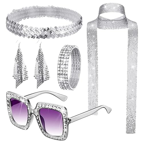 Vintage-Tanzsalon-Accessoires-Set: Pailletten-Armband, Sonnenbrille für Kostüme, Festival-Ohrringe und Kopfwickelkombination für Themenveranstaltungen Vintage-Tanzsalon-Accessoires-Set: Pailletten-Armband, Sonnenbrille für Kostüme, Festival-Ohrringe und Kopfwickelkombination für Themenveranstaltungen von ycezw